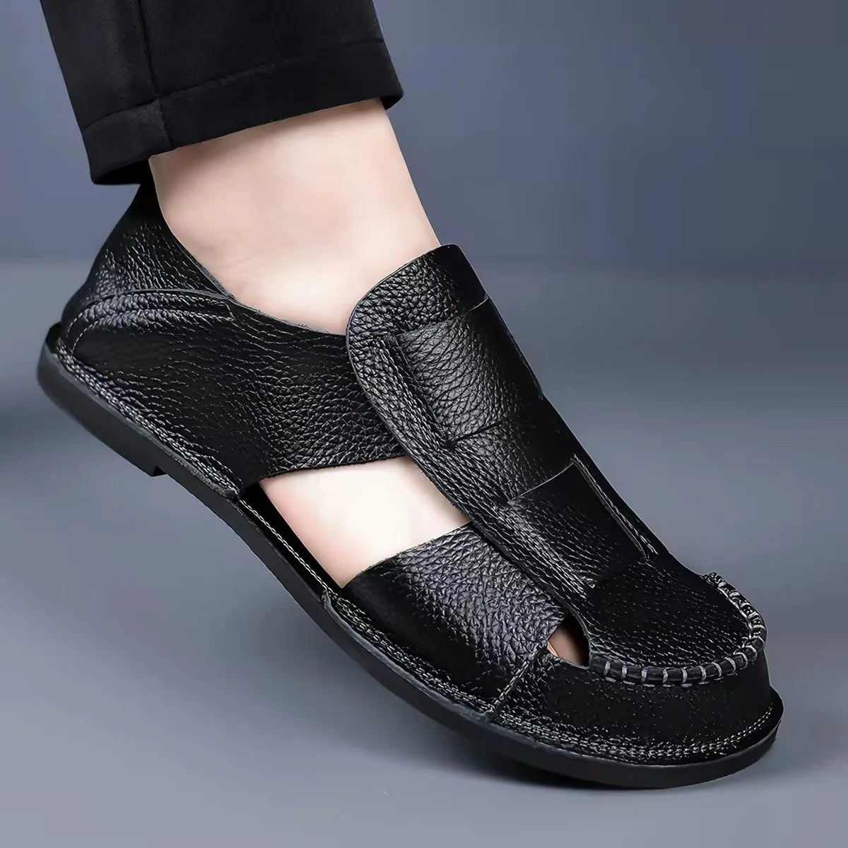 Men's Slip-on Loafers Summer Hollow Fashion Breathable Soft Sole Lightweight Anti-slip Driving Casual Shoes-WC616