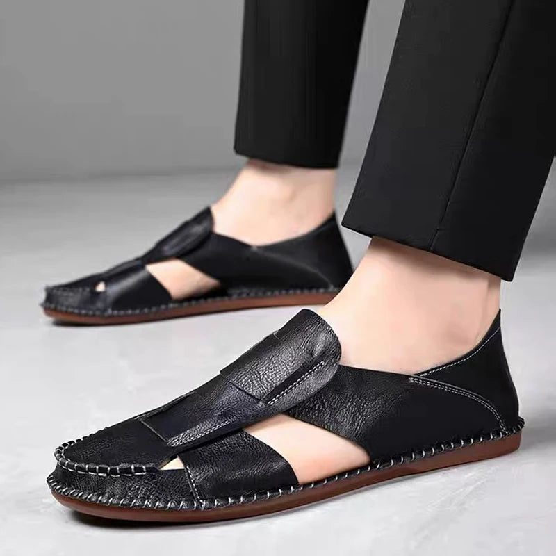 Men's Slip-on Loafers Summer Hollow Fashion Breathable Soft Sole Lightweight Anti-slip Driving Casual Shoes-WC616